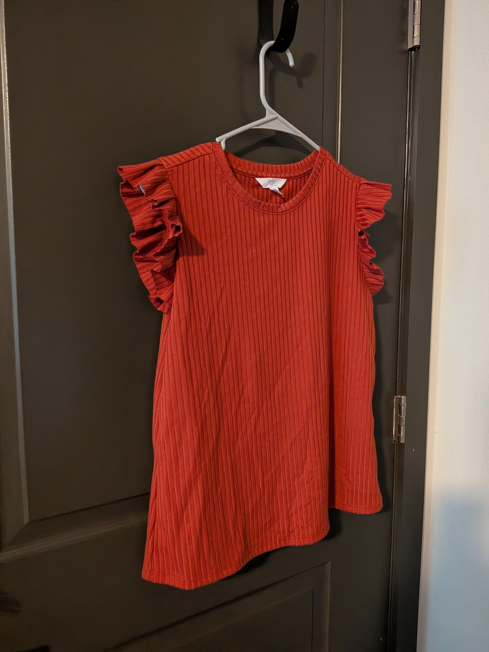Ribbed Ruffle Sleeve Top - Picture 2 of 5